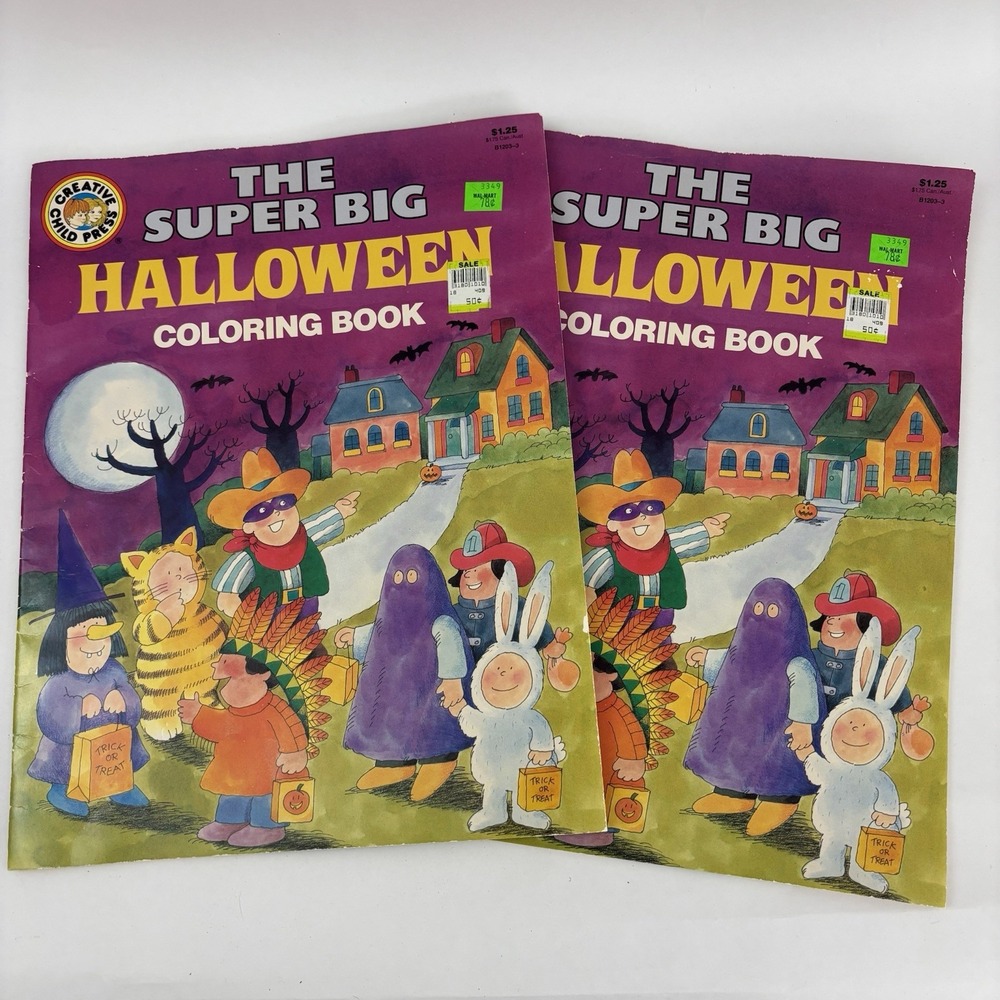 VTG Jumbo Halloween Coloring Book The Creative Child Press (2) Unused